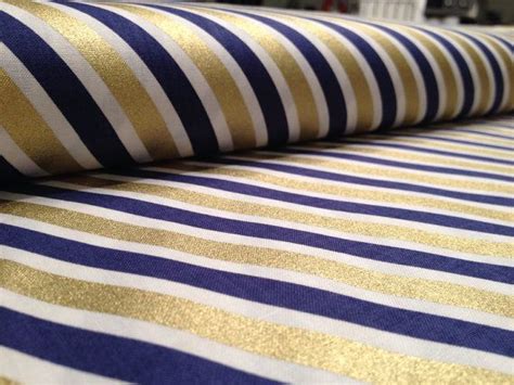 Metallic Stripes on Navy Cotton Jersey Fabric 